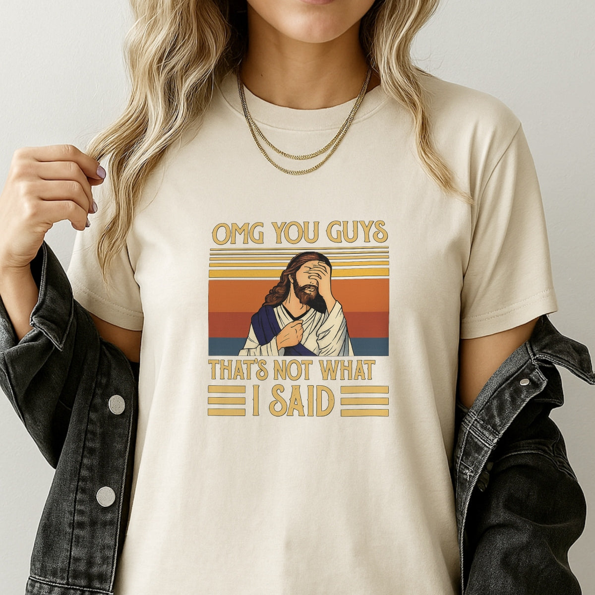 DTF Heat Transfer Iron On Sticker, Humorous Religious  Inspired Meme Graphic, For Casual Apparel And Light hearted Religious Community Gatherings
