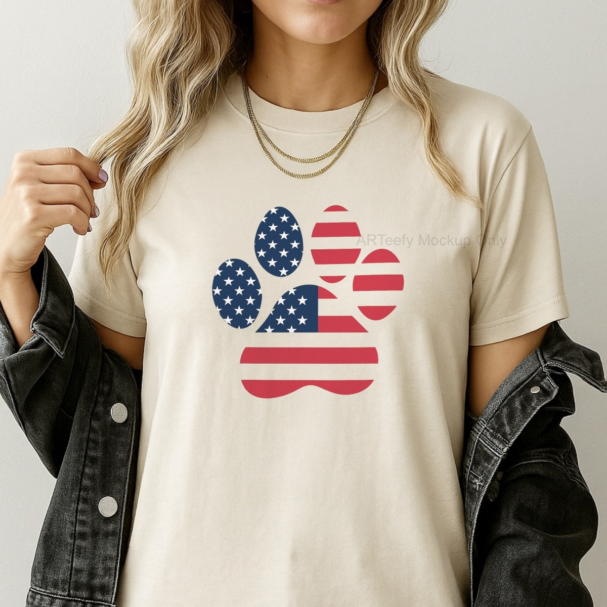 DTF Heat Transfer Iron On Sticker, Patriotic Dog Paw Graphic, For USA  Themed Pet Apparel And Fourth Of July Decor