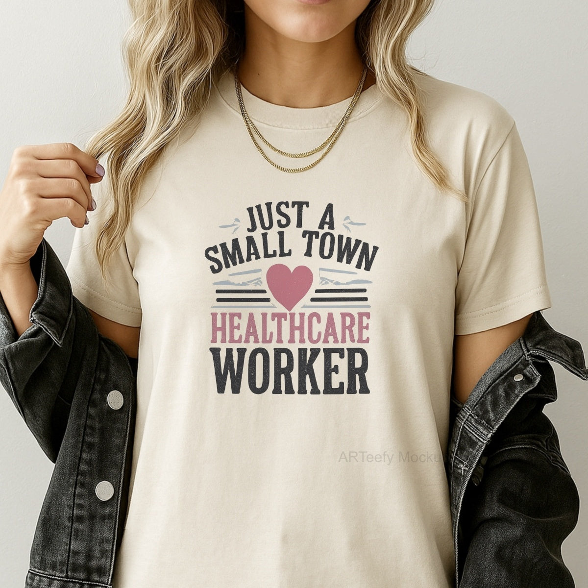 DTF Heat Transfer Iron On Sticker, Healthcare Themed Small Town Worker Graphic, For Medical Staff Apparel And Community Health Events