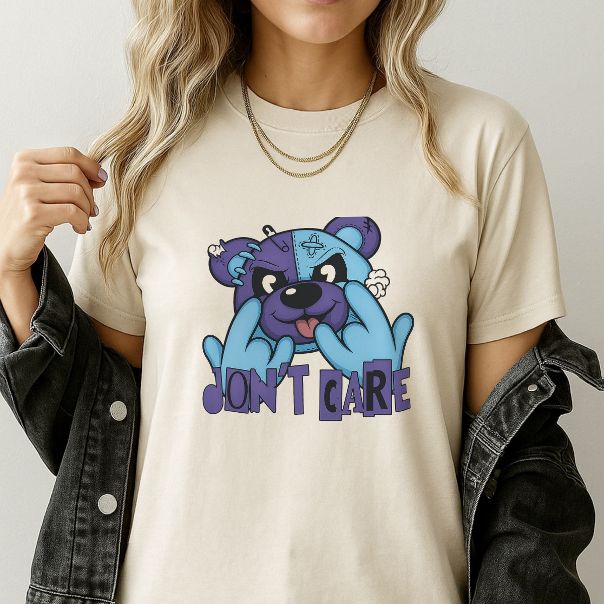 DTF Heat Transfer Iron On Sticker, Rebellious Two - Tone Bear Design, for Urban Fashion & Attitude - Driven Gear