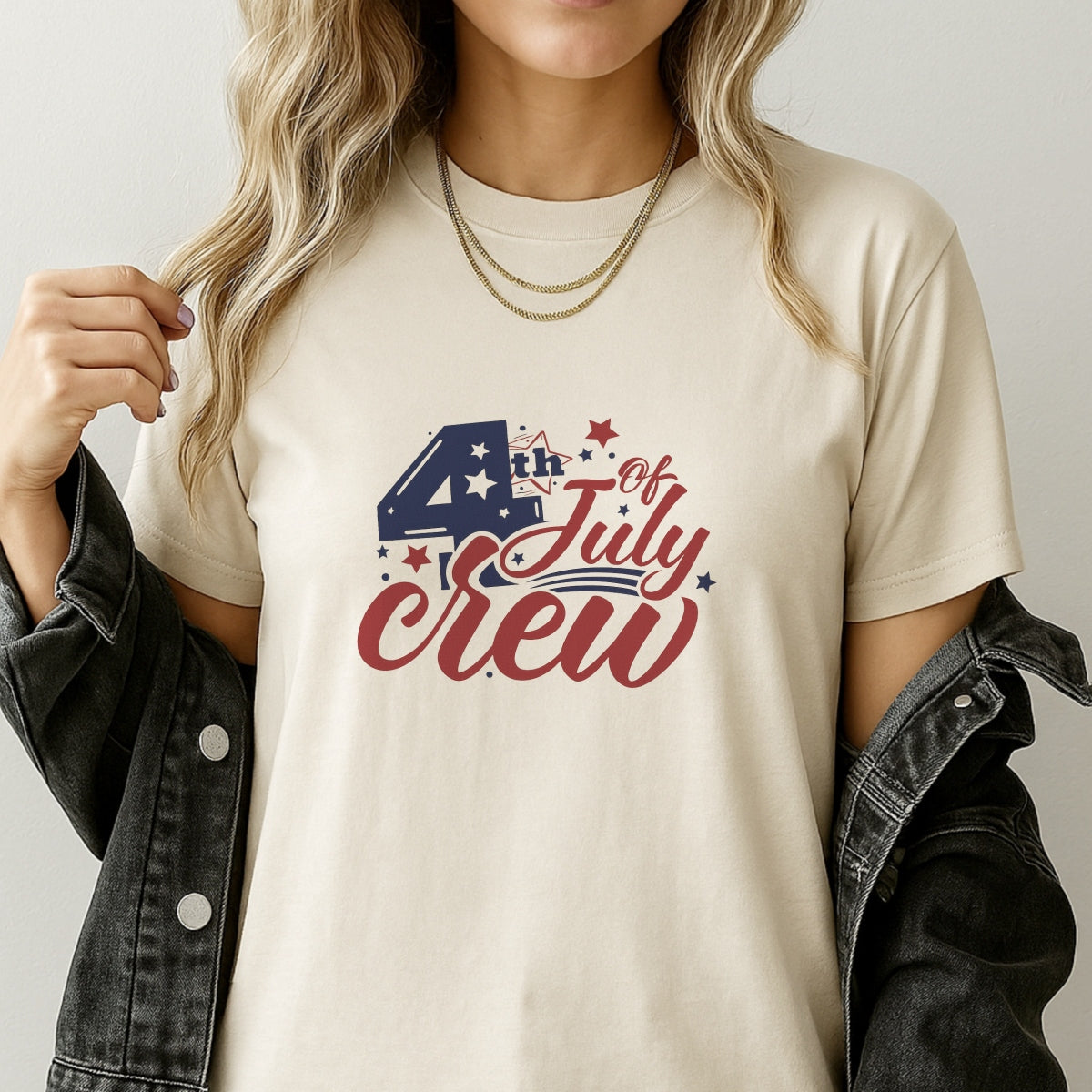DTF Heat Transfer Iron On Sticker, Patriotic 4th Of July Crew Graphic, For Independence Day Apparel And Festive Decor