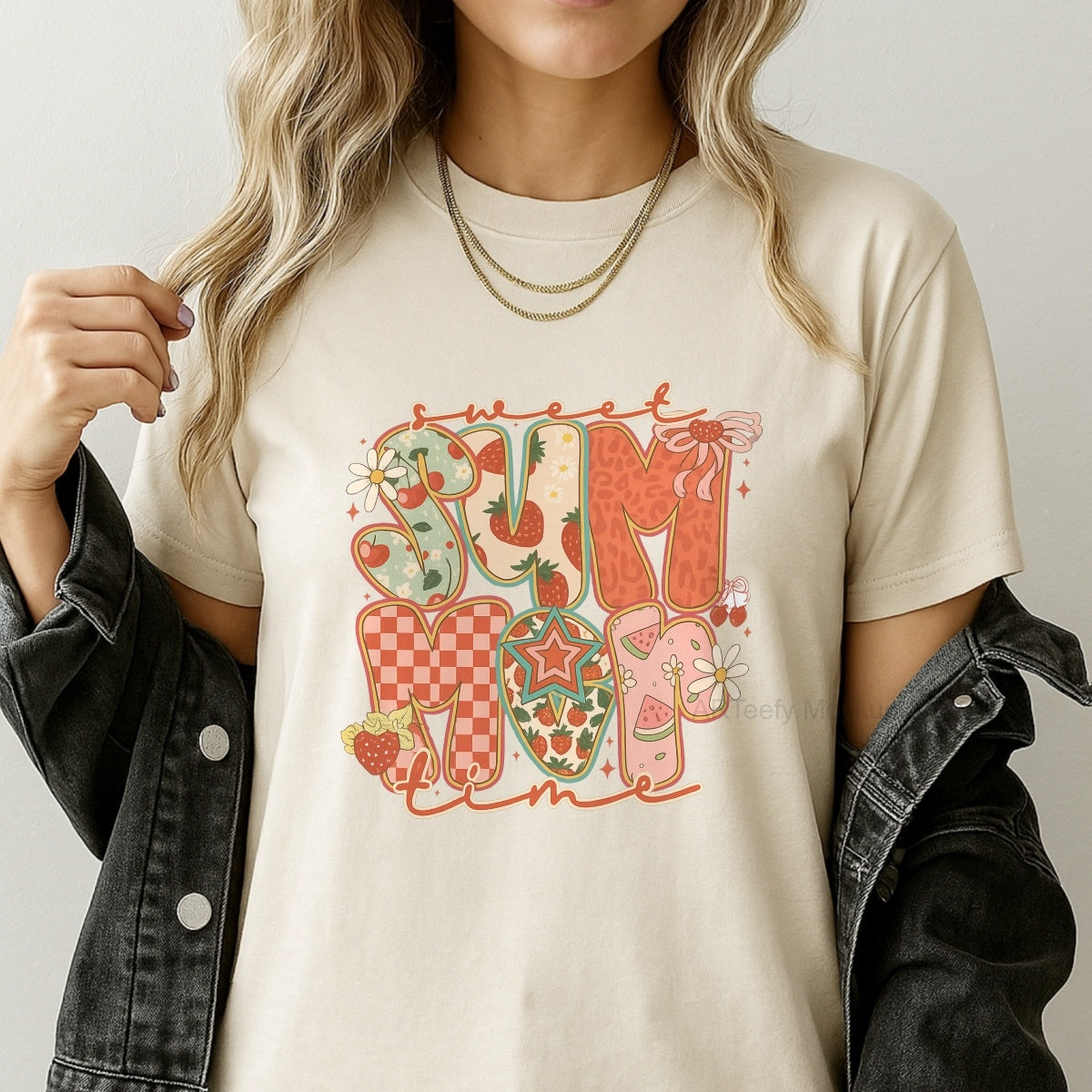 DTF Heat Transfer Iron On Sticker, Summer Themed Sweet Summer Time Fruit & Pattern Graphic, For Beachwear And Vacation Decor