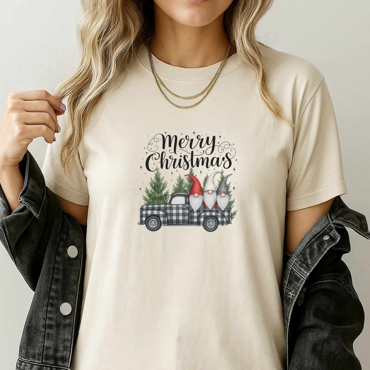DTF Heat Transfer Transfer Iron On Sticker, Christmas Gnomes & Truck Graphic, for Festive Apparel and Holiday Decor