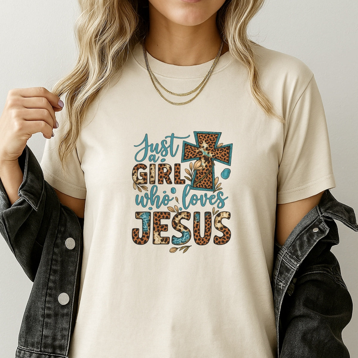 DTF Heat Transfer Iron On Sticker, Leopard, Print Faith Graphic, for Religious, Inspired Apparel and Trendy Decor