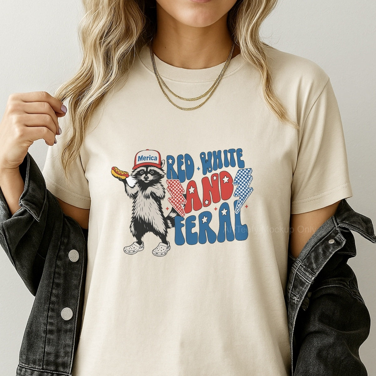 DTF Heat Transfer Transfer Iron On Sticker, Patriotic  Themed Raccoon & Slogan Graphic, For Fourth of July Apparel And Patriotic Party Decor