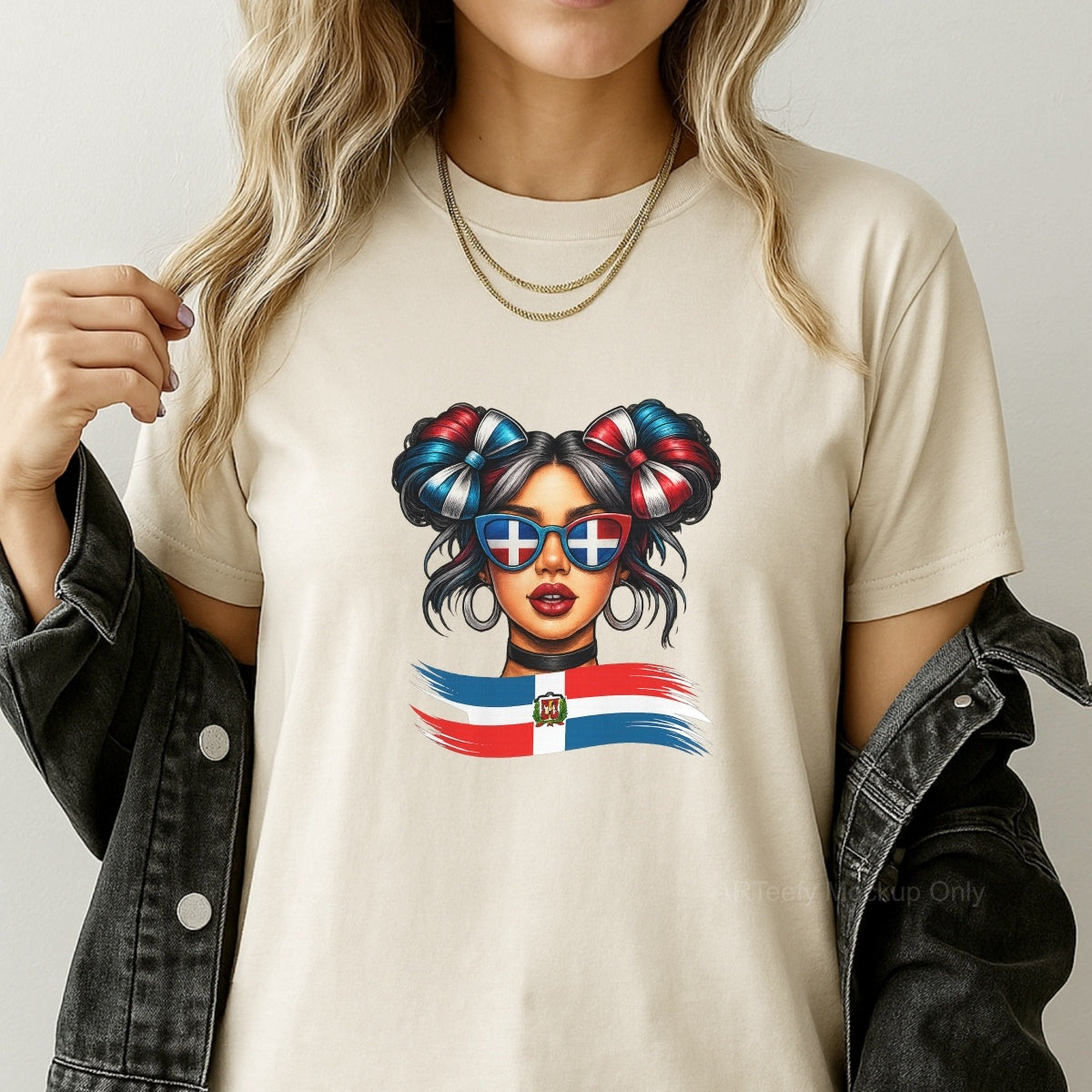 DTF Heat Transfer Iron On Sticker, Dominican Flag  Inspired Graphic, For Cultural Pride Apparel And National Day Decor
