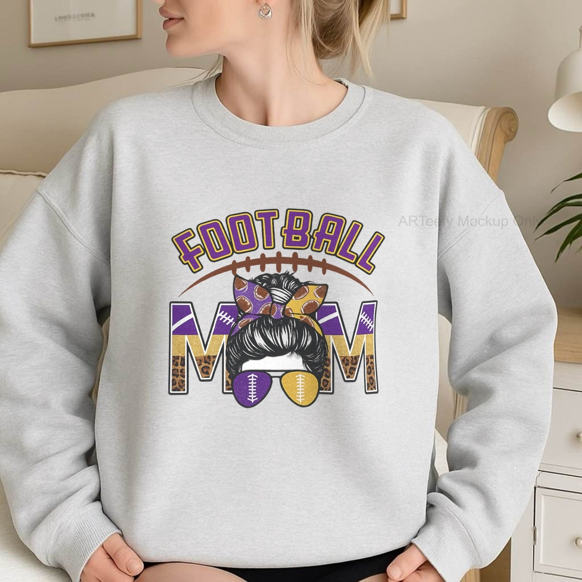 DTF Heat Transfer Iron On Sticker, Football  Themed Mom Graphic, For Game Day Apparel And Sports  Loving Moms' Gifts