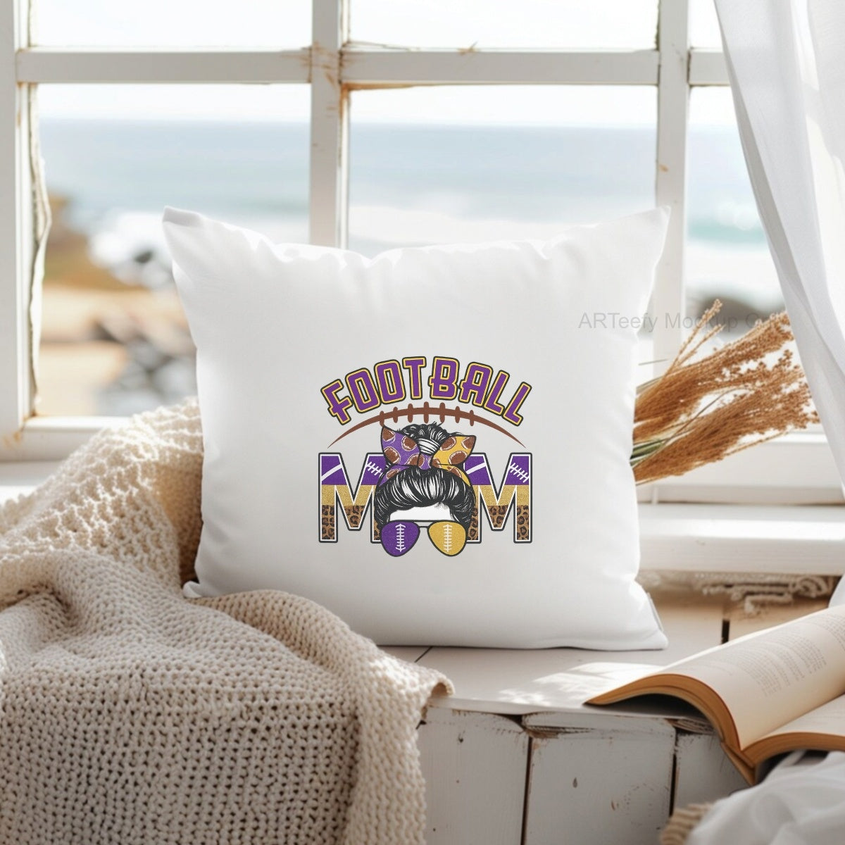 DTF Heat Transfer Iron On Sticker, Football  Themed Mom Graphic, For Game Day Apparel And Sports  Loving Moms' Gifts