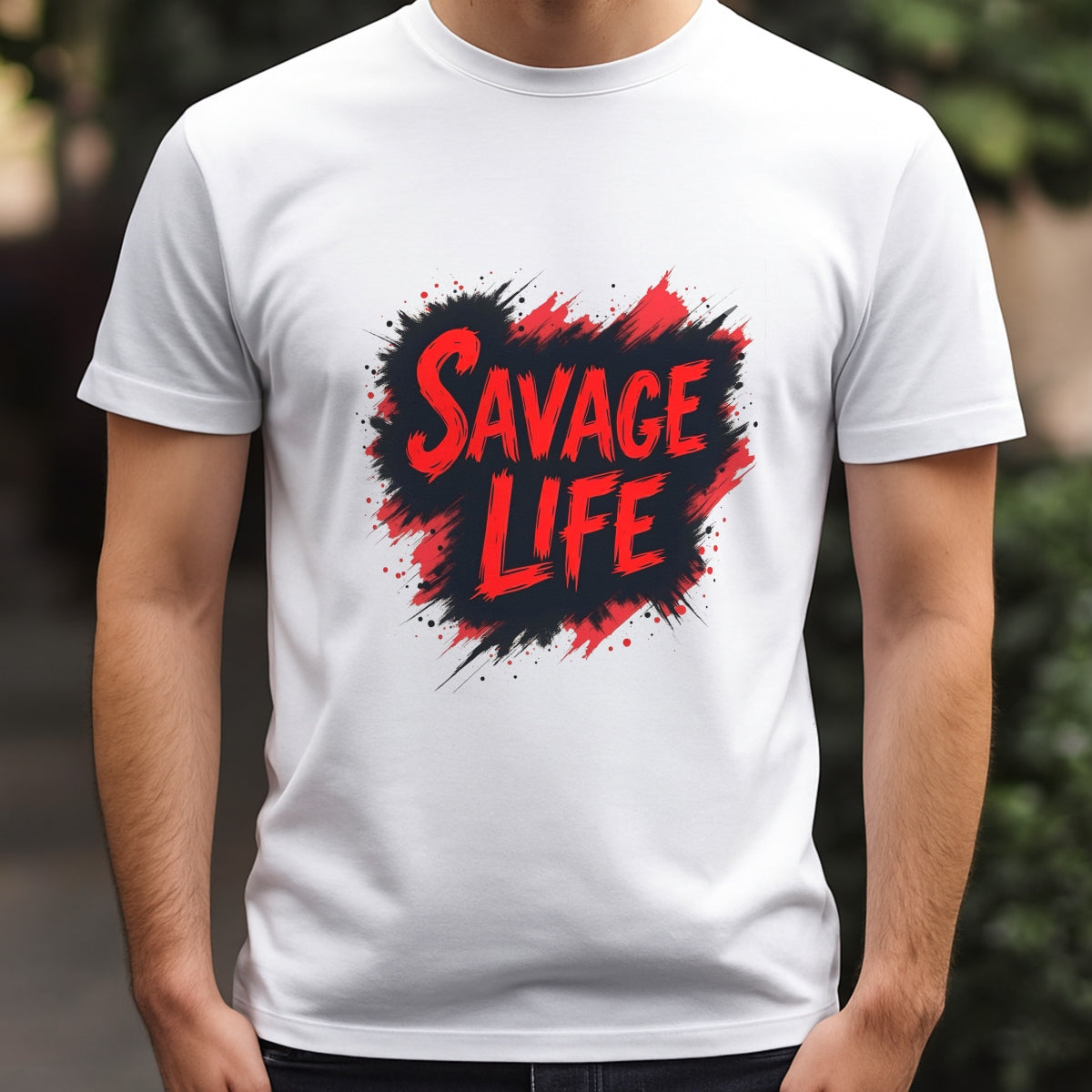 DTF Heat Transfer Iron On Sticker, Edgy SAVAGE LIFE Text Graphic, For Streetwear And Bold Lifestyle Events