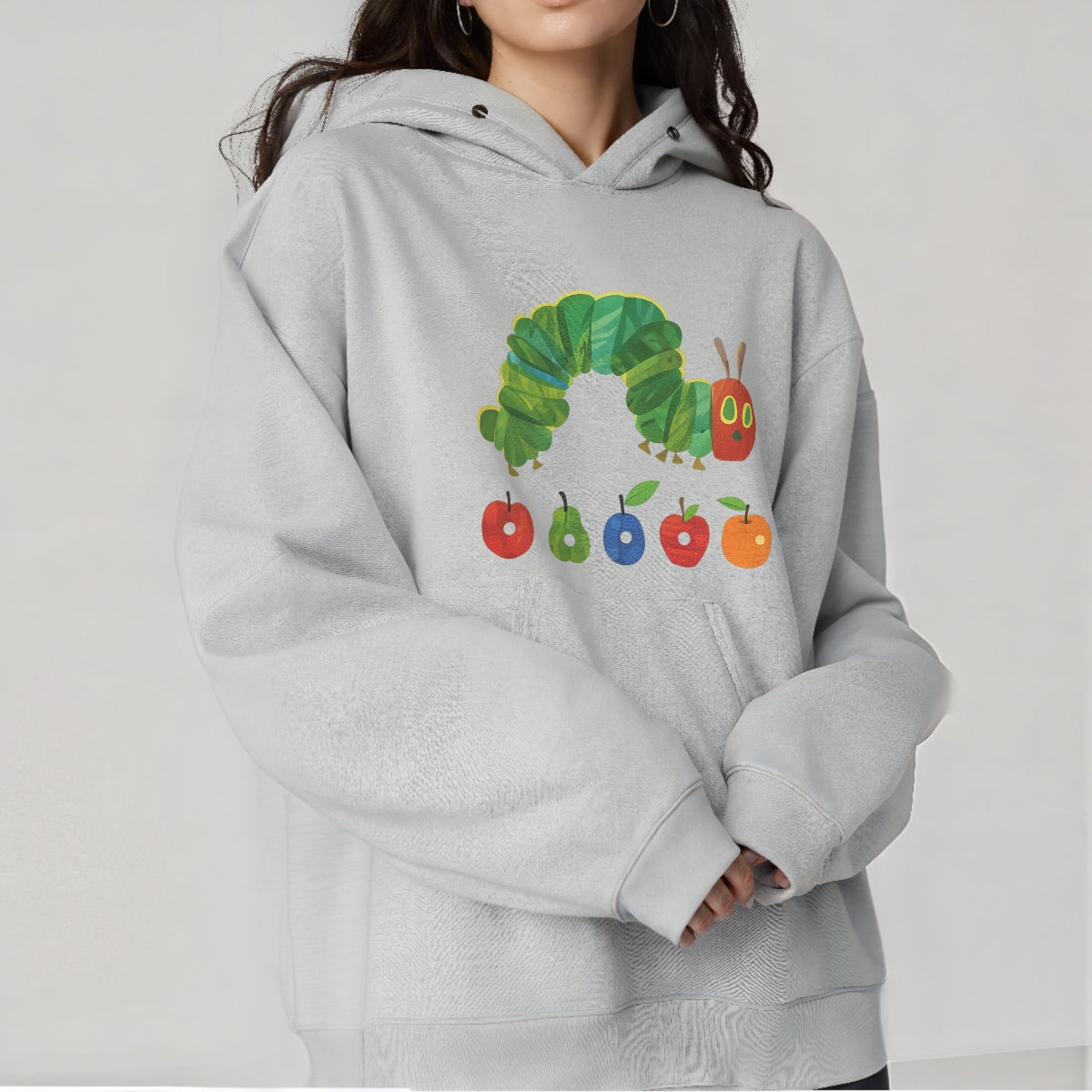 DTF Heat Transfer Iron On Sticker, Iconic Hungry Caterpillar & Fruit Graphic, for Retro Storybook Fashion & Literary Gifts