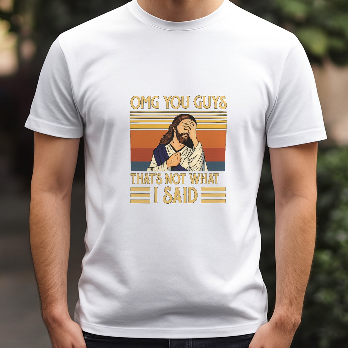 DTF Heat Transfer Iron On Sticker, Humorous Religious  Inspired Meme Graphic, For Casual Apparel And Light hearted Religious Community Gatherings