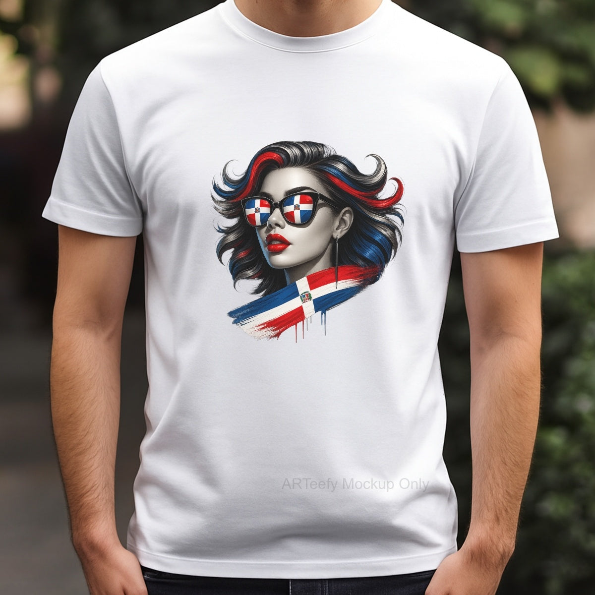 DTF Heat Transfer Iron On Sticker, Dominican Flag  Themed Stylish Graphic, For Cultural Pride Apparel And National Day Decor