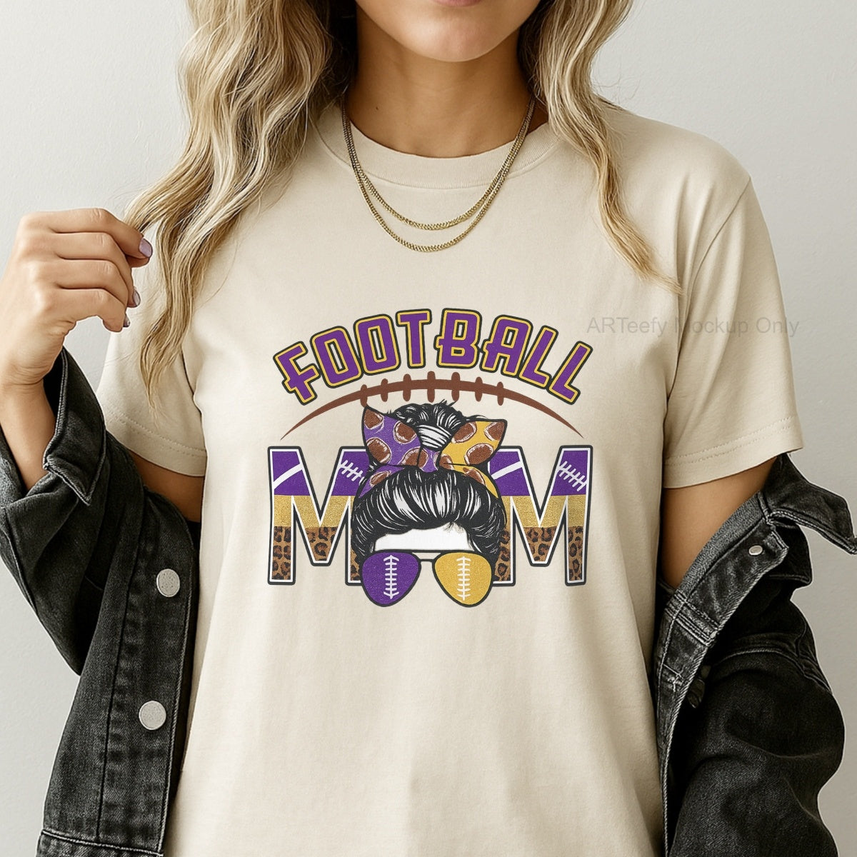 DTF Heat Transfer Iron On Sticker, Football  Themed Mom Graphic, For Game Day Apparel And Sports  Loving Moms' Gifts