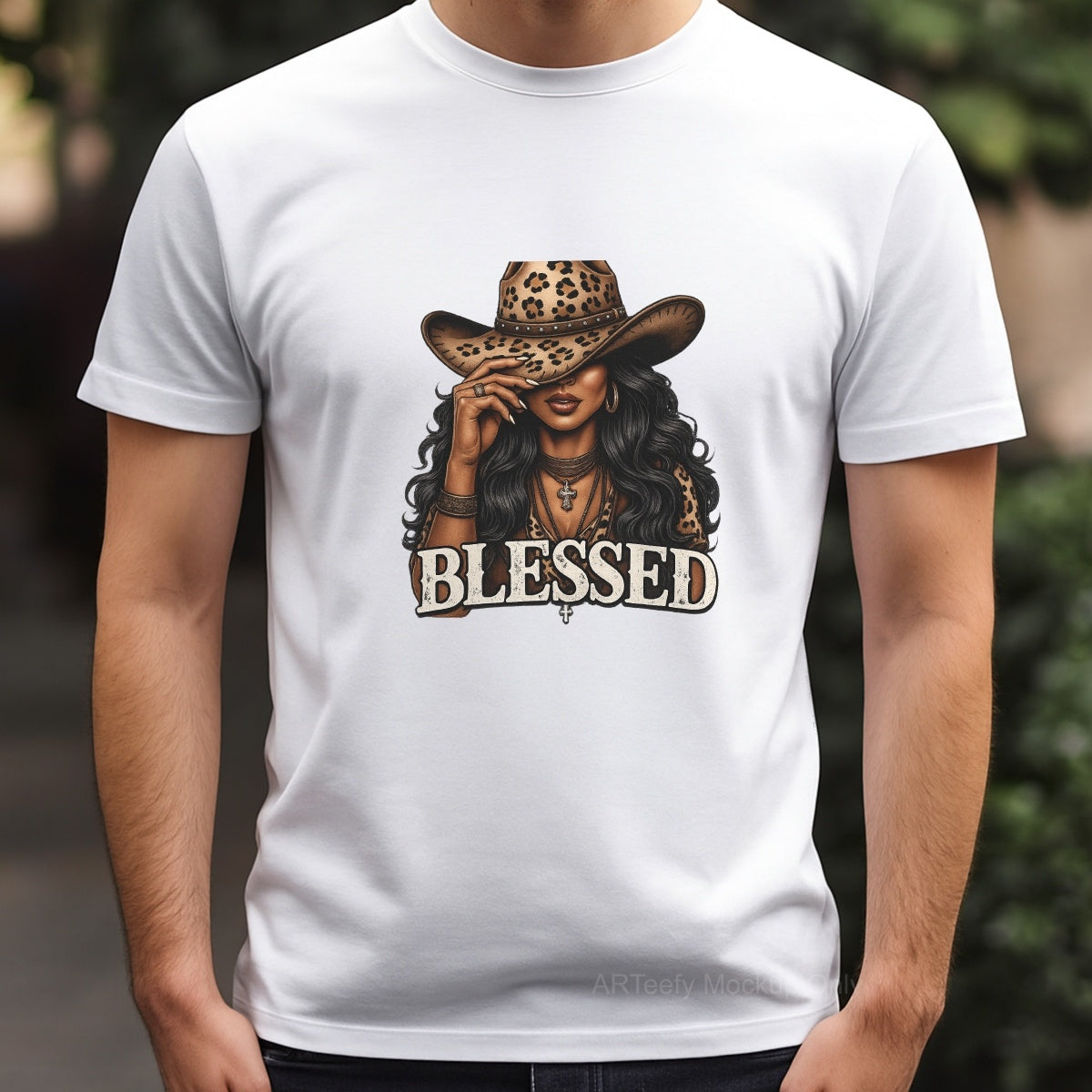 DTF Heat Transfer Iron On Sticker, Stylish Cowgirl BLESSEDGraphic, For Western  Chic Apparel And Boho Decor