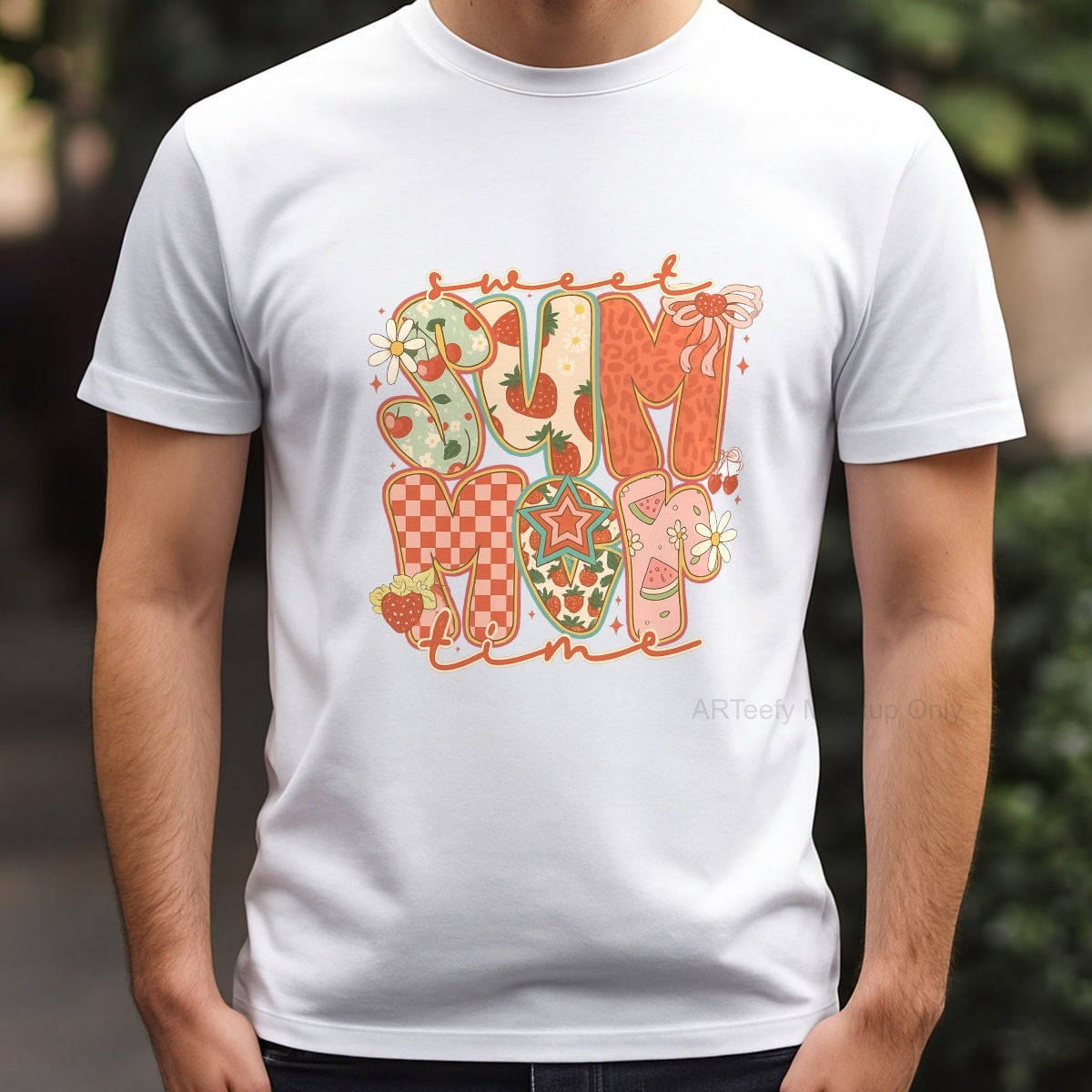DTF Heat Transfer Iron On Sticker, Summer Themed Sweet Summer Time Fruit & Pattern Graphic, For Beachwear And Vacation Decor