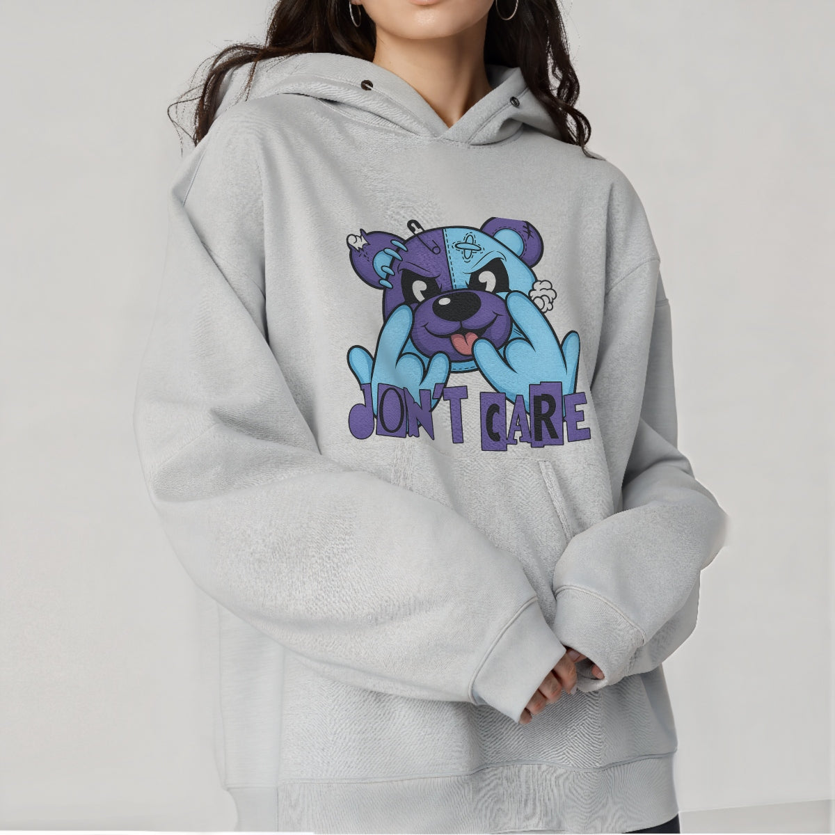 DTF Heat Transfer Iron On Sticker, Rebellious Two - Tone Bear Design, for Urban Fashion & Attitude - Driven Gear