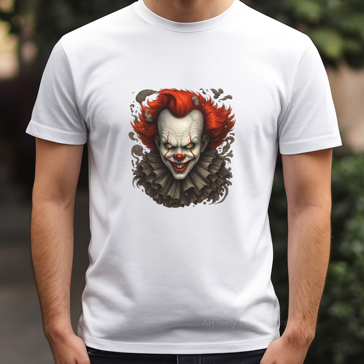 DTF Heat Transfer Iron On Sticker, Horror  Themed Clown Graphic, For Halloween Apparel And Spooky Decor
