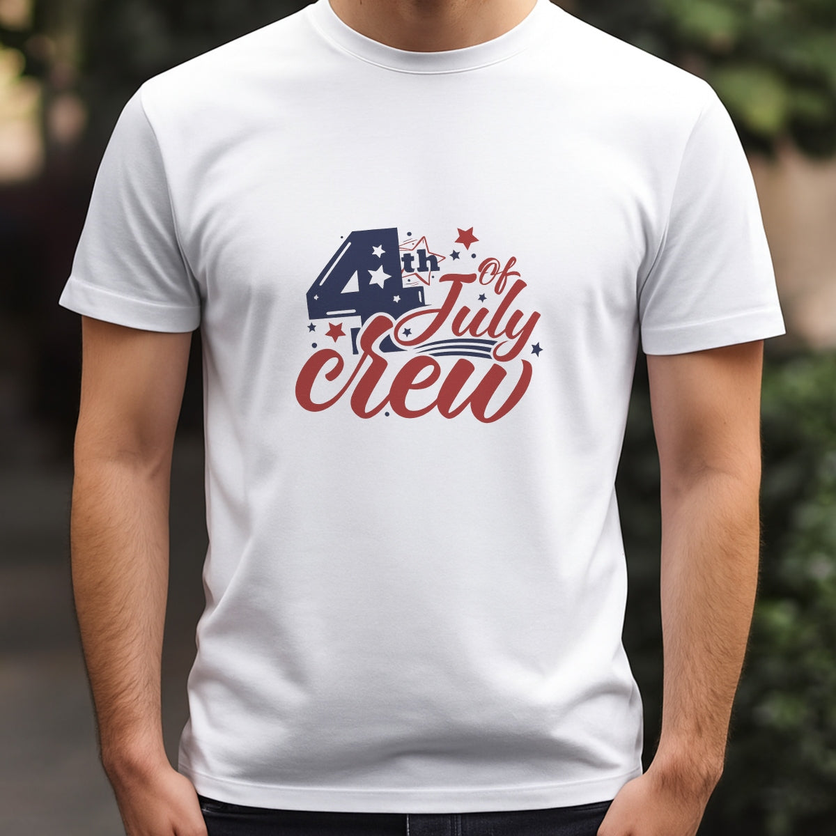 DTF Heat Transfer Iron On Sticker, Patriotic 4th Of July Crew Graphic, For Independence Day Apparel And Festive Decor