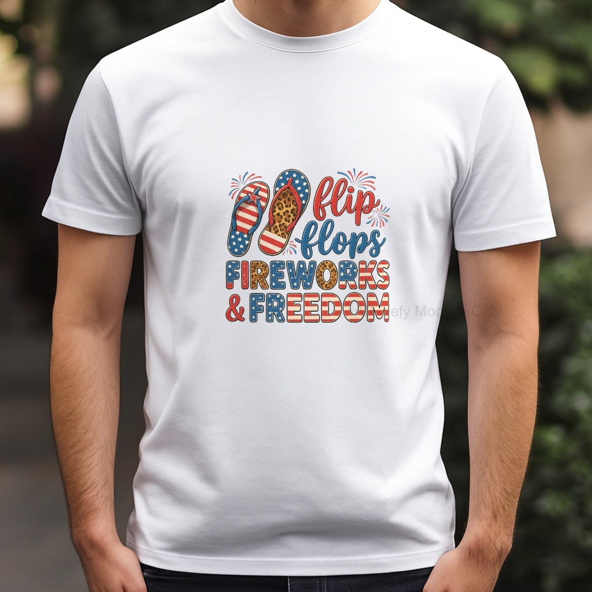 DTF Heat Transfer Iron On Sticker, Patriotic Flip  Flops & Festive Elements Graphic, For USA Holiday Apparel And Independence Day Decor