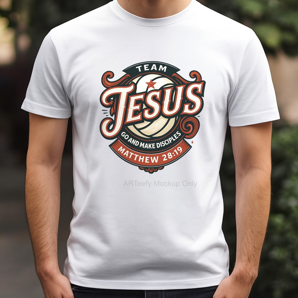 DTF Heat Transfer Iron On Sticker, Team Jesus Volleyball & Scripture Elements, For Faith Based Sports Apparel and Church Event Decor