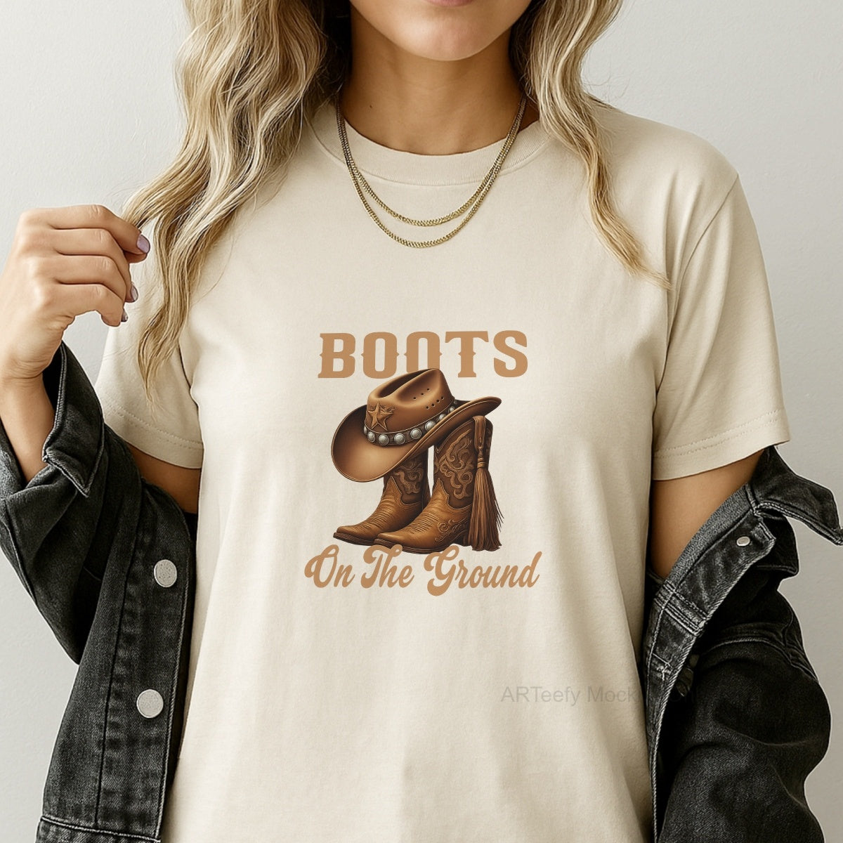 DTF Heat Transfer Iron On Sticker, Western Cowboy Boots & Hat Graphic, For Country Style Apparel And Rustic Decor