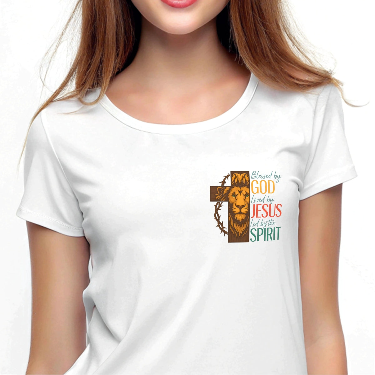 DTF Heat Transfer Iron On Sticker, Christian Lion Cross Art, Loved by JESUS Slogan for Spiritual Clothing