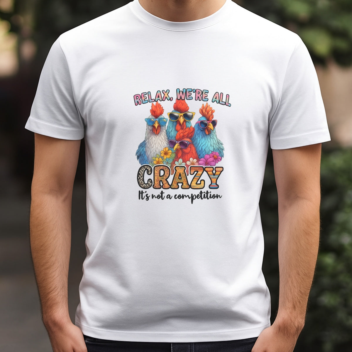 DTF Heat Transfer Iron On Sticker, Funky Chicken Crew Graphic, For Humorous Apparel And Lighthearted Deco