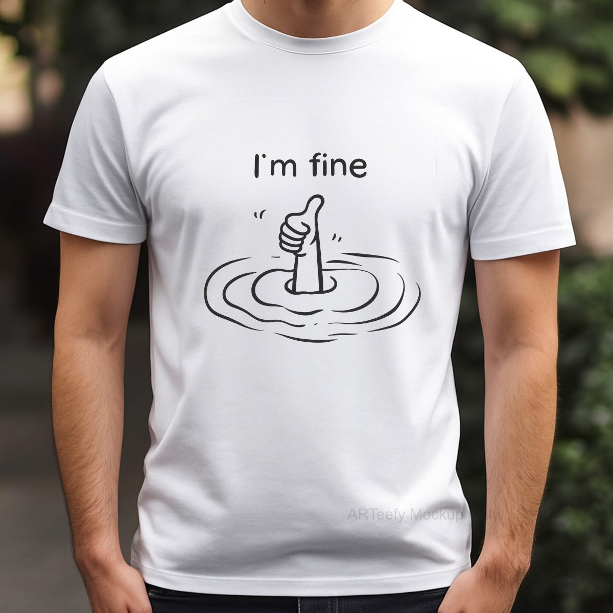 DTF Heat Transfer Iron On Sticker, Humorous I'm fine Thumb Graphic, For Sarcastic Apparel And Fun Decor