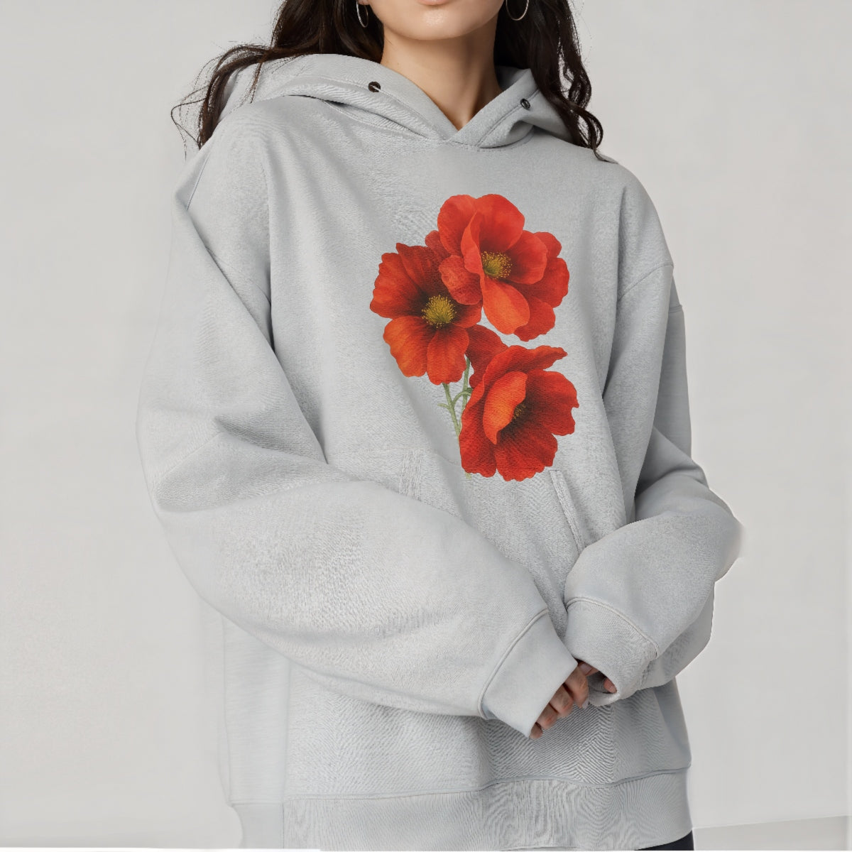 DTF Heat Transfer Iron On Sticker, Watercolor Red Poppy Flower Bouquet, for Floral - Inspired Apparel & Nature - Lover Gifts