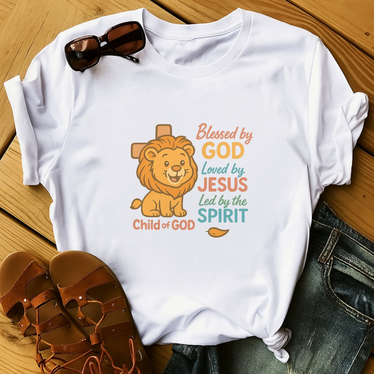 DTF Heat Transfer Iron On Sticker, Inspirational Christian Lion Graphic, for Faith Based Fashion and Church Event Gifts