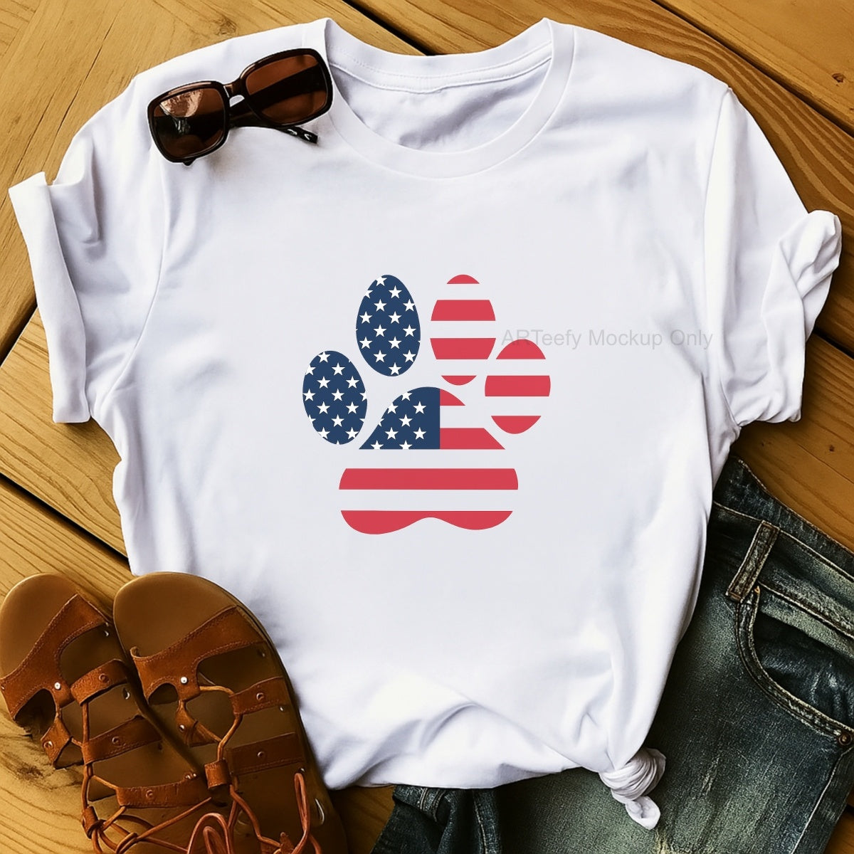 DTF Heat Transfer Iron On Sticker, Patriotic Dog Paw Graphic, For USA  Themed Pet Apparel And Fourth Of July Decor
