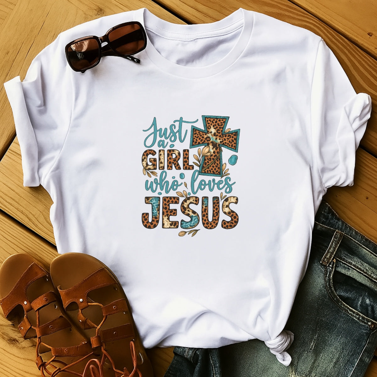 DTF Heat Transfer Iron On Sticker, Leopard, Print Faith Graphic, for Religious, Inspired Apparel and Trendy Decor