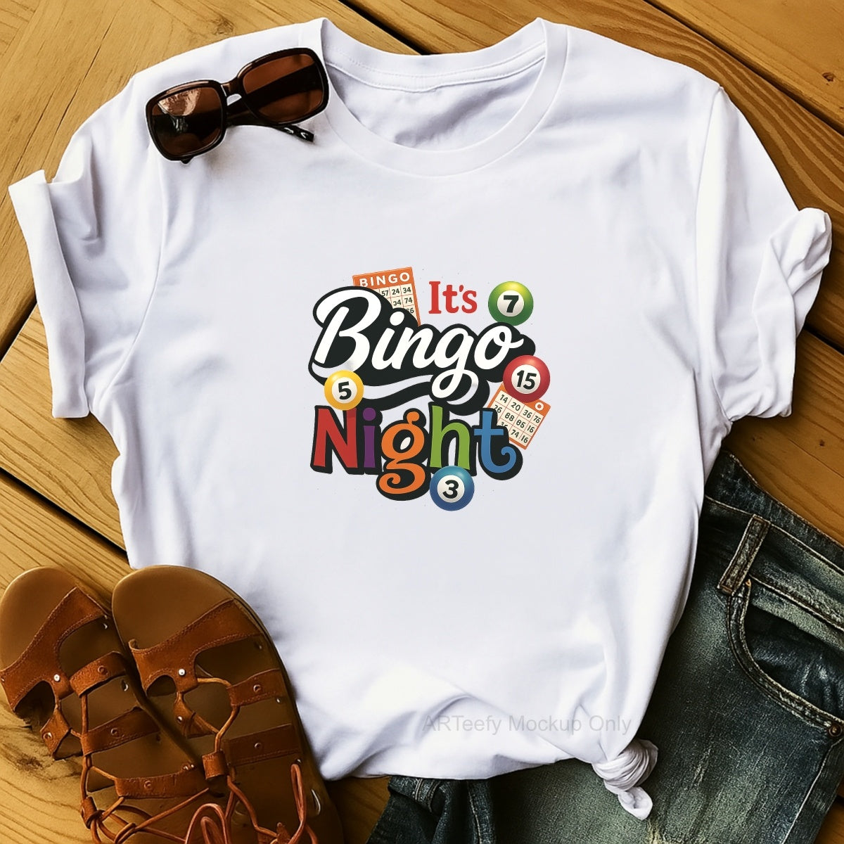 DTF Heat Transfer Iron On Sticker, Fun Bingo Night Graphic, For Game Themed Apparel And Party Decor