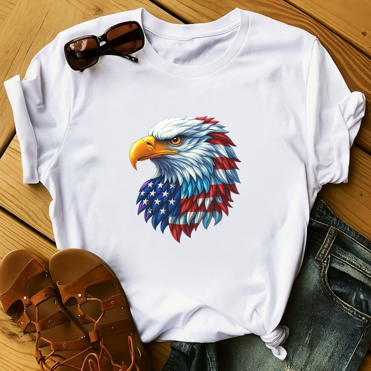 DTF Heat Transfer Iron On Sticker, Patriotic American Eagle Graphic, For USA  Themed Apparel And Festive Decor