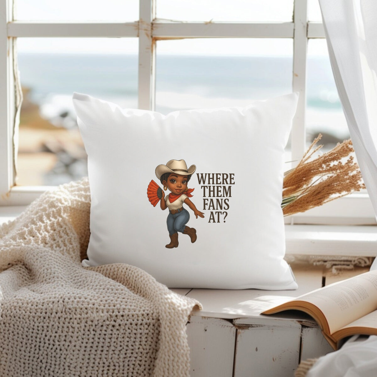 DTF Heat Transfer Iron On Sticker, Western Style “Where Them Fans At?” Graphic, for Trendy Apparel and Country  Vibe Decor