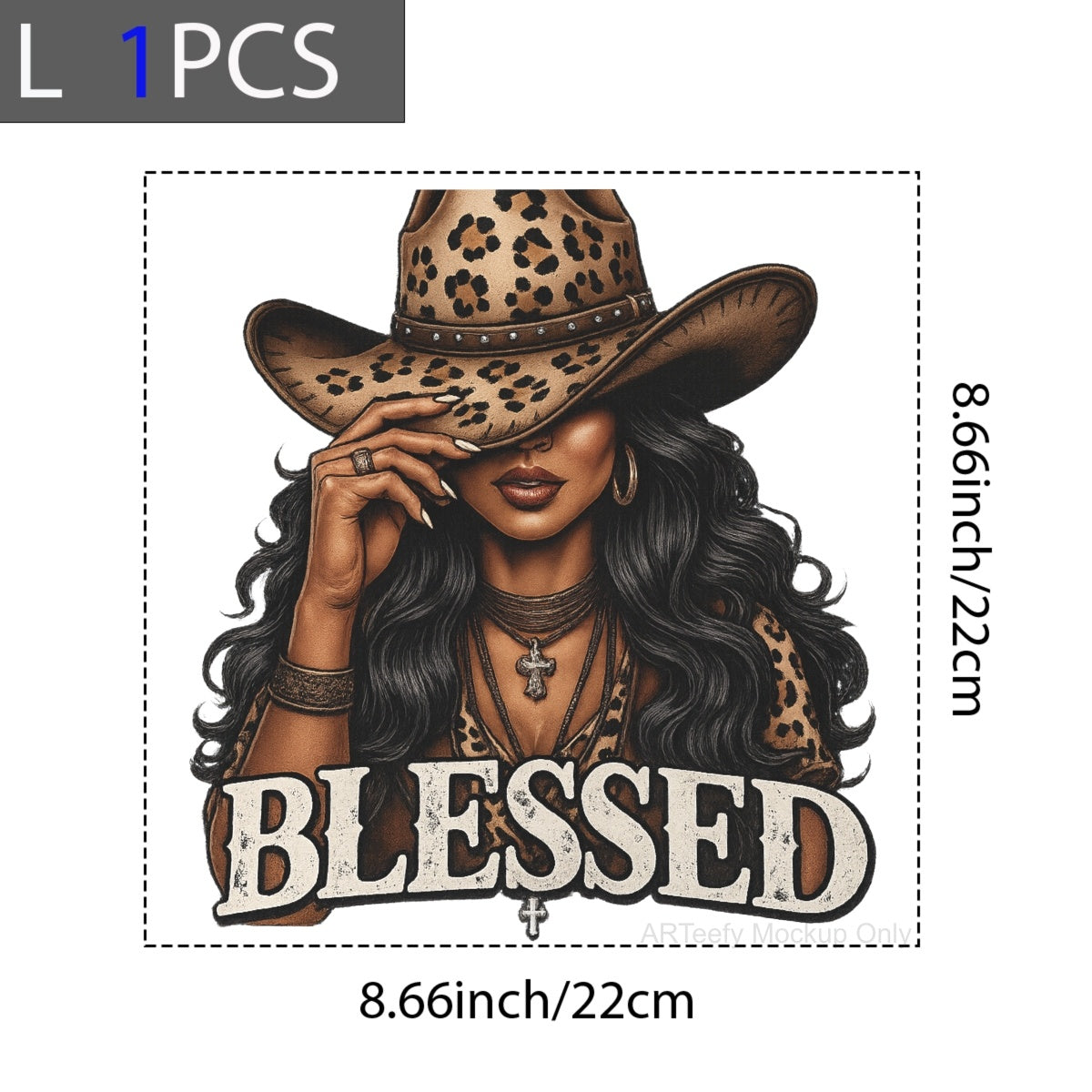 DTF Heat Transfer Iron On Sticker, Stylish Cowgirl BLESSEDGraphic, For Western  Chic Apparel And Boho Decor