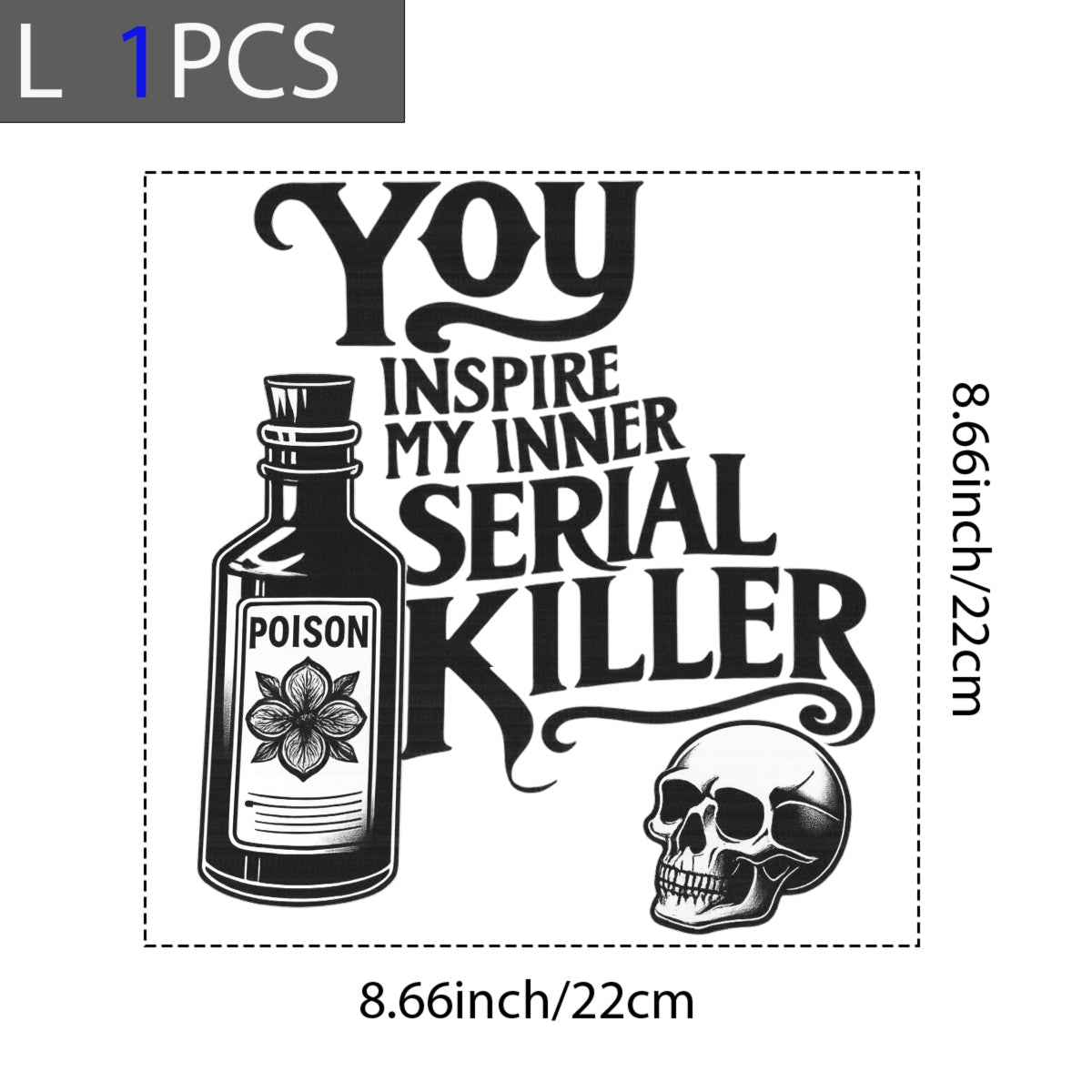 DTF Heat Transfer Iron On Sticker, Dark Humor Serial Killer - Themed Graphic, For Edgy Apparel And Alternative Lifestyle Events