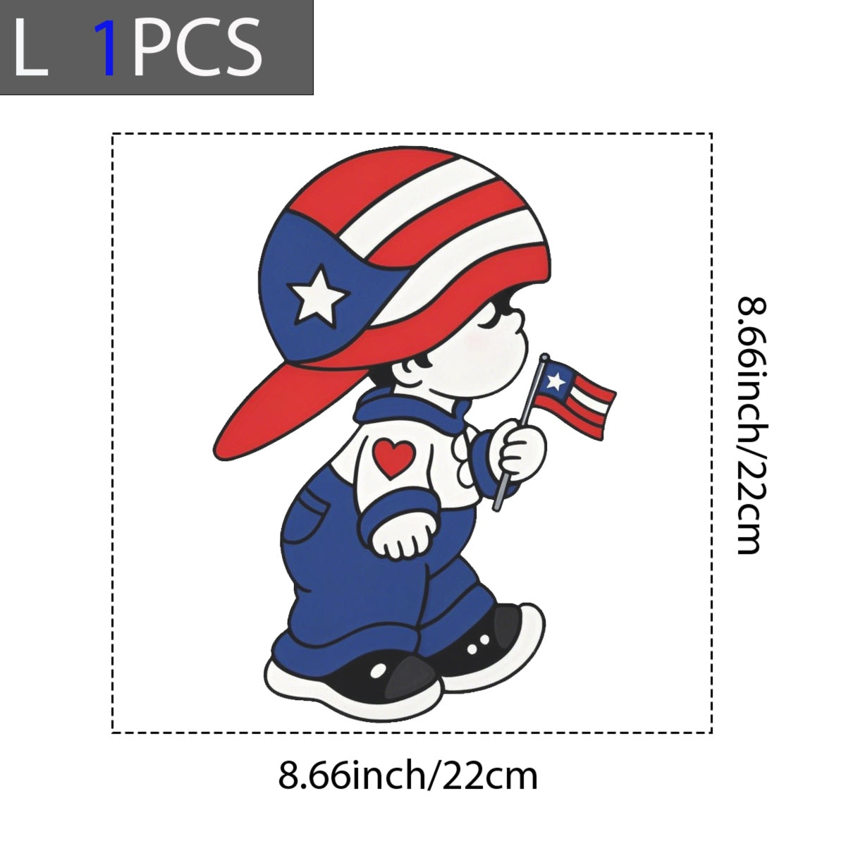 DTF Heat Transfer Iron On Sticker, Puerto Rico Flag - Themed Cartoon Character Design, for Patriotic Apparel Decoration