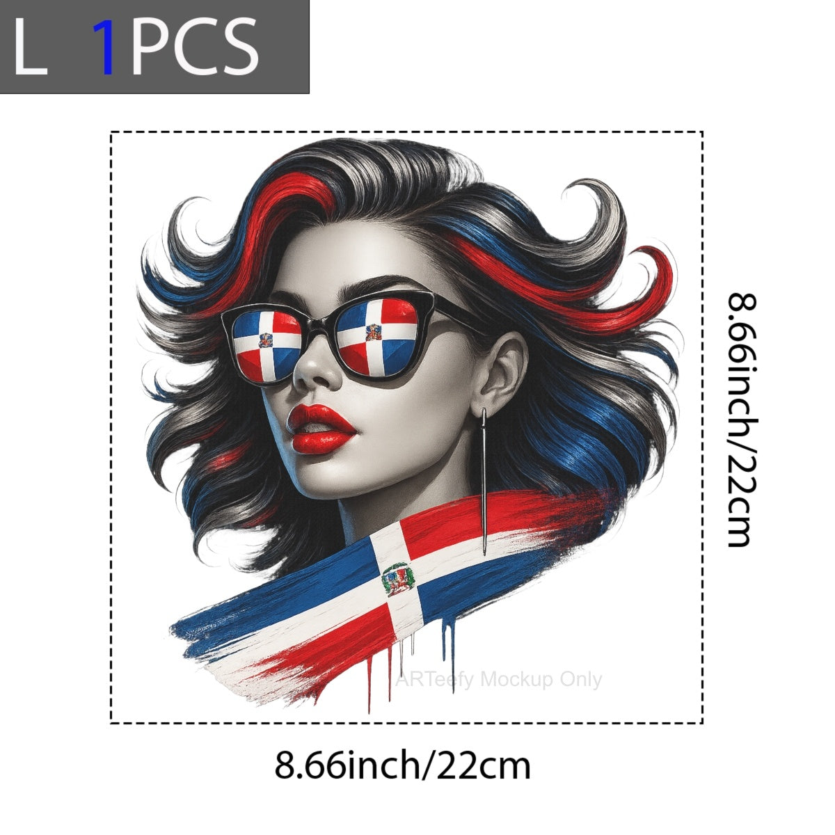 DTF Heat Transfer Iron On Sticker, Dominican Flag  Themed Stylish Graphic, For Cultural Pride Apparel And National Day Decor