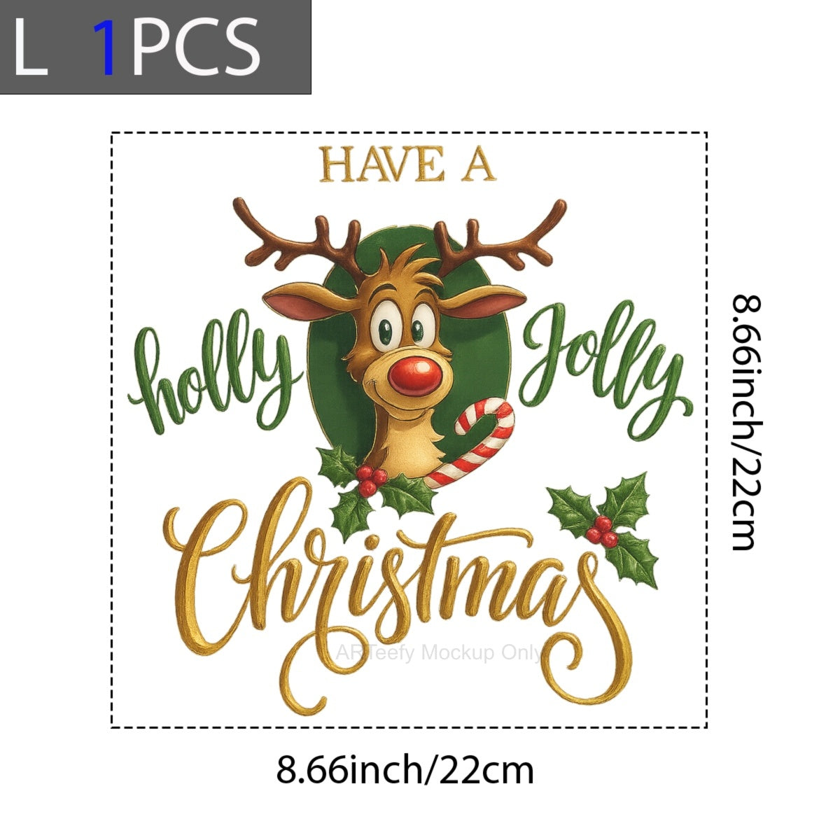 DTF Heat Transfer Iron On Sticker, Festive Reindeer & Christmas Greeting Elements, For Holiday Apparel And Christmas Themed Gatherings