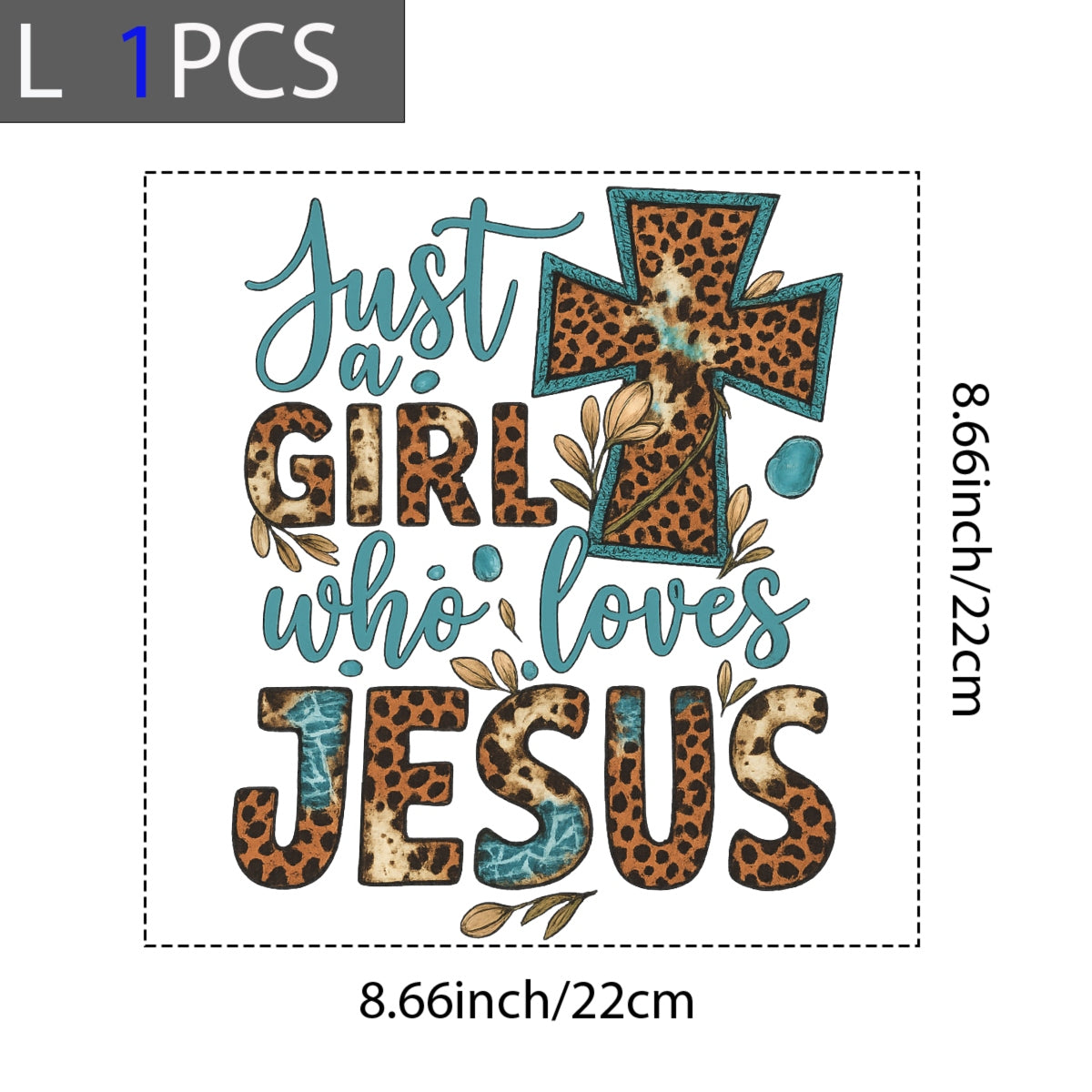 DTF Heat Transfer Iron On Sticker, Leopard, Print Faith Graphic, for Religious, Inspired Apparel and Trendy Decor