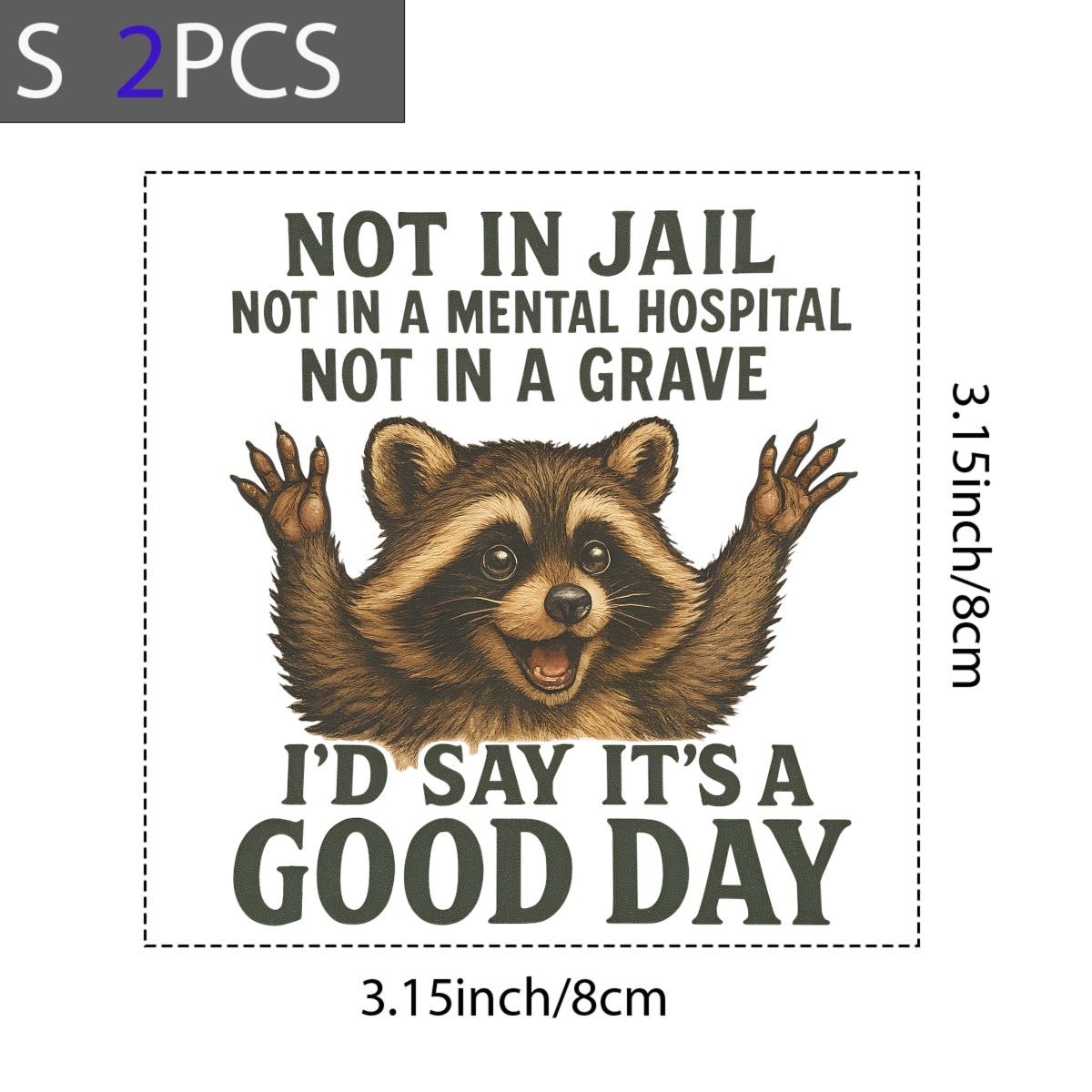 DTF Heat Transfer Iron On Sticker, Humorous Raccoon Quote Graphic, for Funny Apparel and Casual Decor
