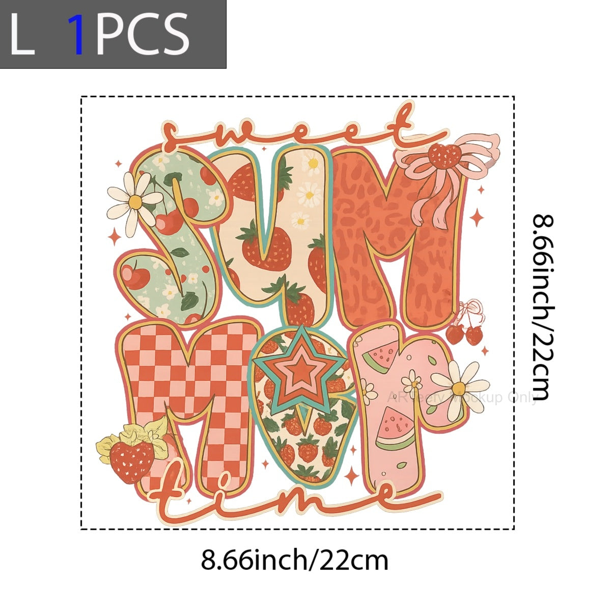 DTF Heat Transfer Iron On Sticker, Summer Themed Sweet Summer Time Fruit & Pattern Graphic, For Beachwear And Vacation Decor