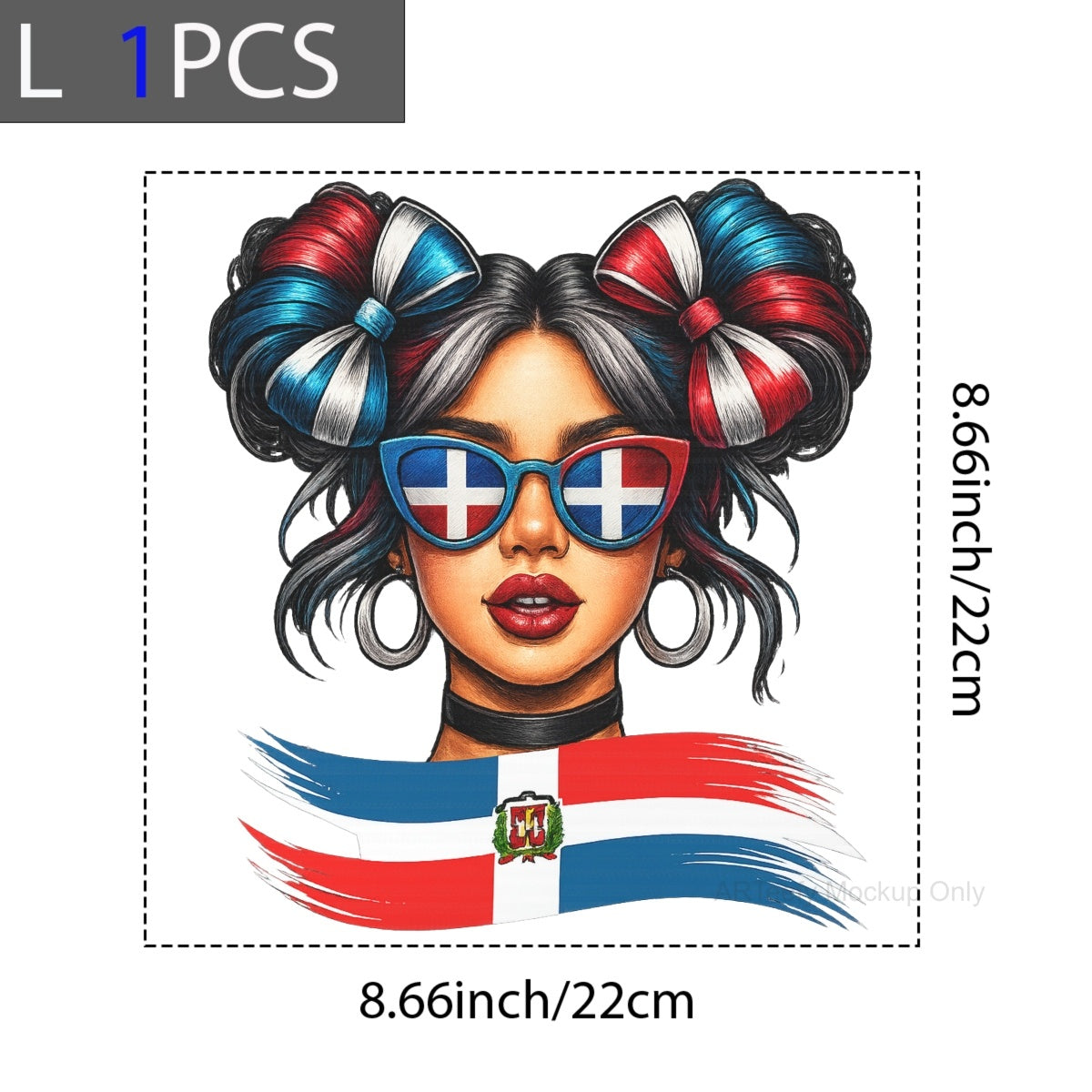 DTF Heat Transfer Iron On Sticker, Dominican Flag  Inspired Graphic, For Cultural Pride Apparel And National Day Decor