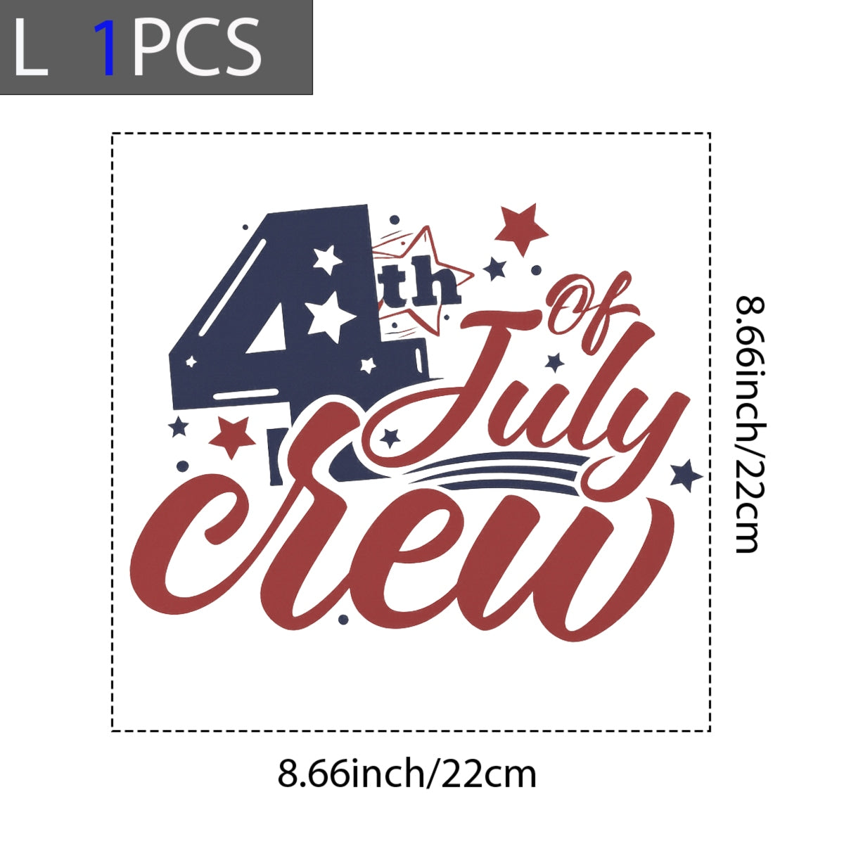 DTF Heat Transfer Iron On Sticker, Patriotic 4th Of July Crew Graphic, For Independence Day Apparel And Festive Decor