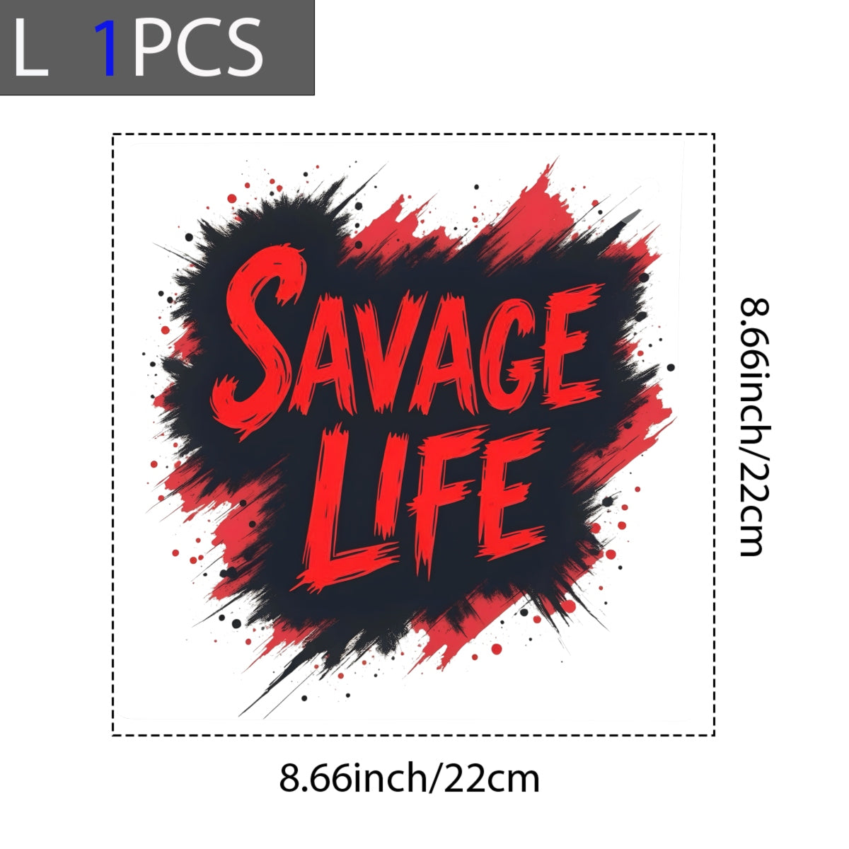 DTF Heat Transfer Iron On Sticker, Edgy SAVAGE LIFE Text Graphic, For Streetwear And Bold Lifestyle Events