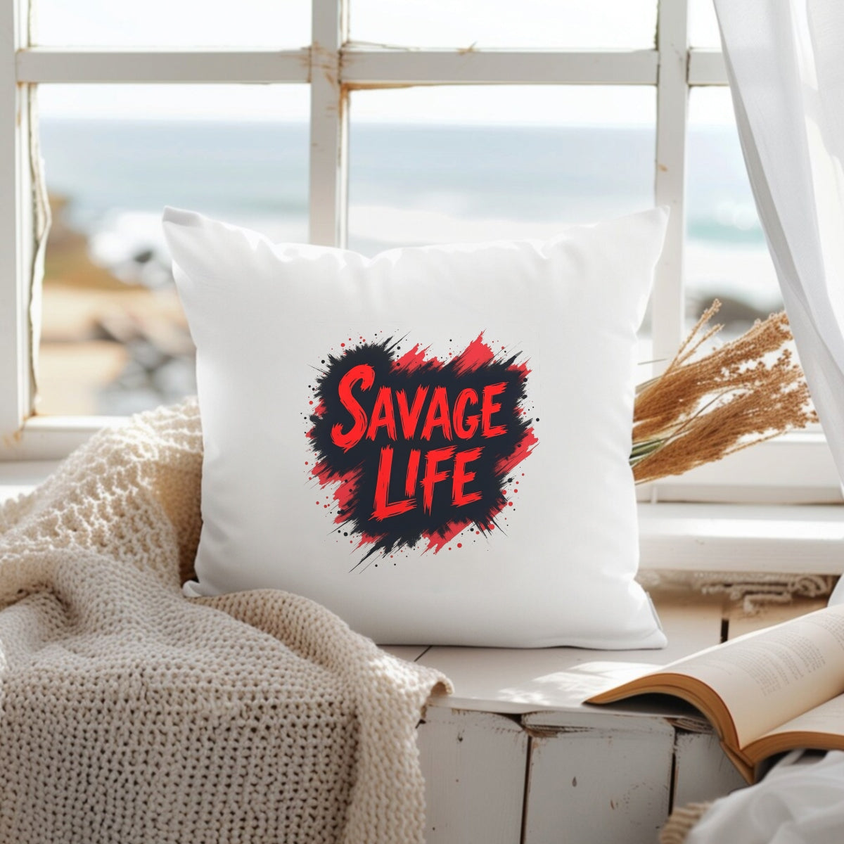 DTF Heat Transfer Iron On Sticker, Edgy SAVAGE LIFE Text Graphic, For Streetwear And Bold Lifestyle Events