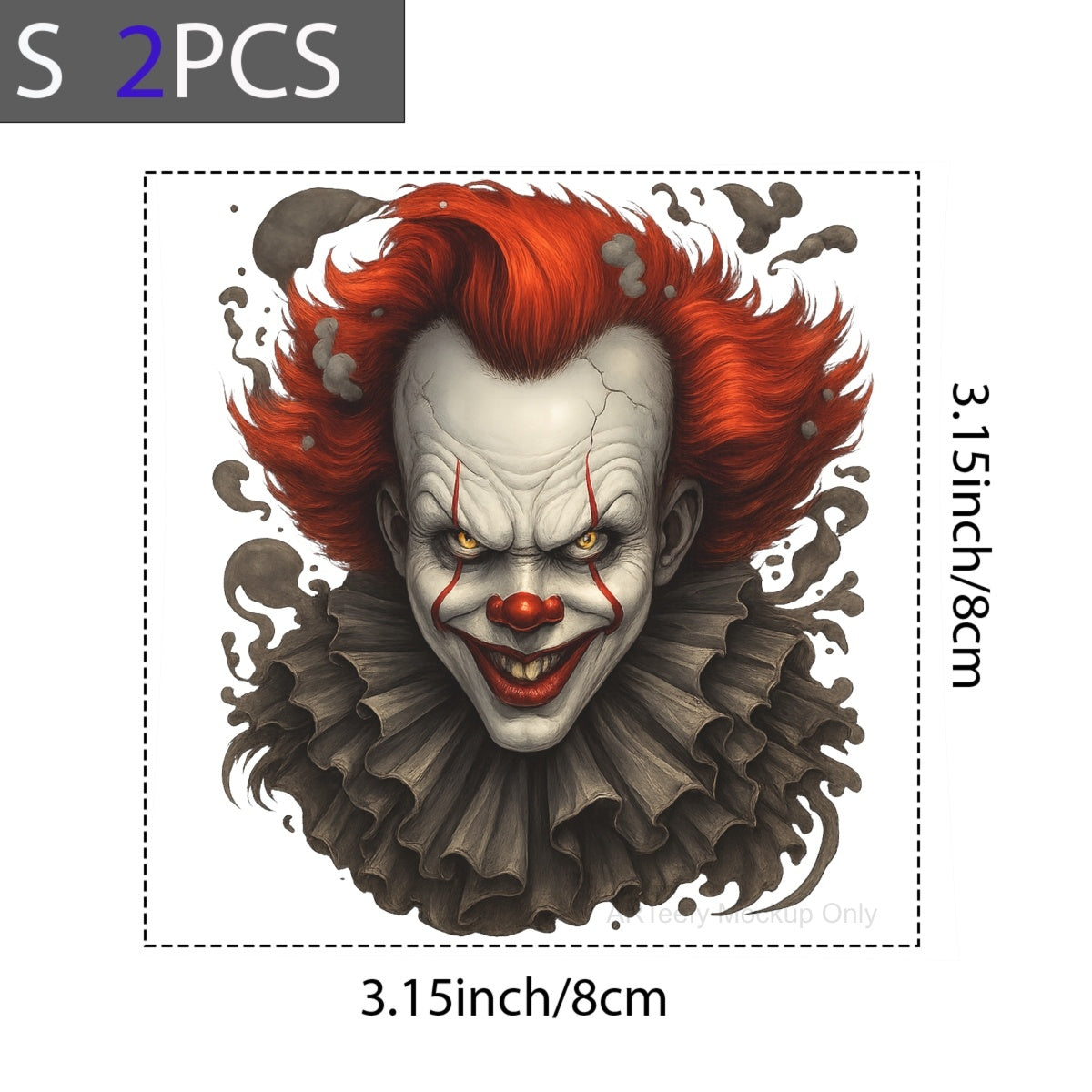 DTF Heat Transfer Iron On Sticker, Horror  Themed Clown Graphic, For Halloween Apparel And Spooky Decor