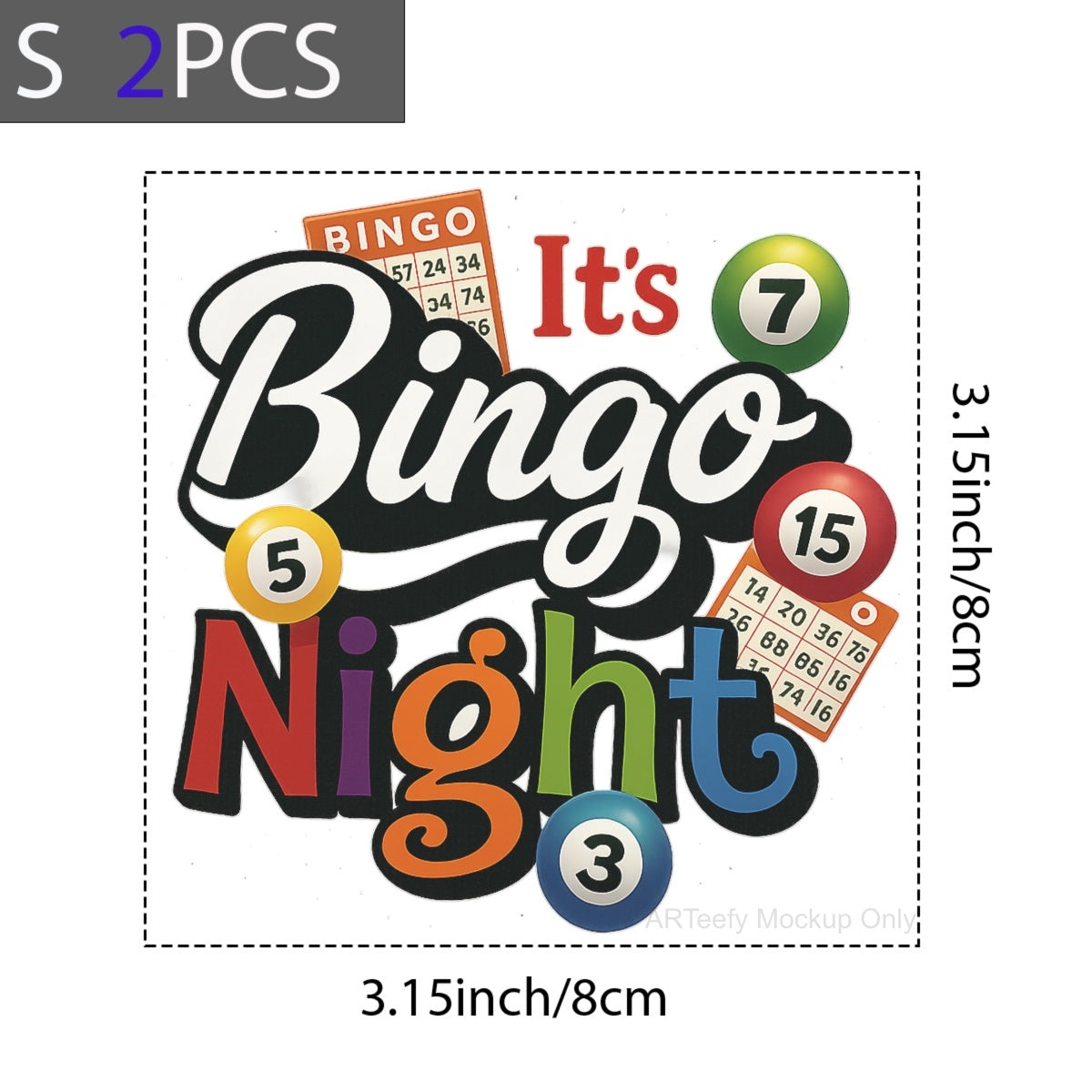 DTF Heat Transfer Iron On Sticker, Fun Bingo Night Graphic, For Game Themed Apparel And Party Decor