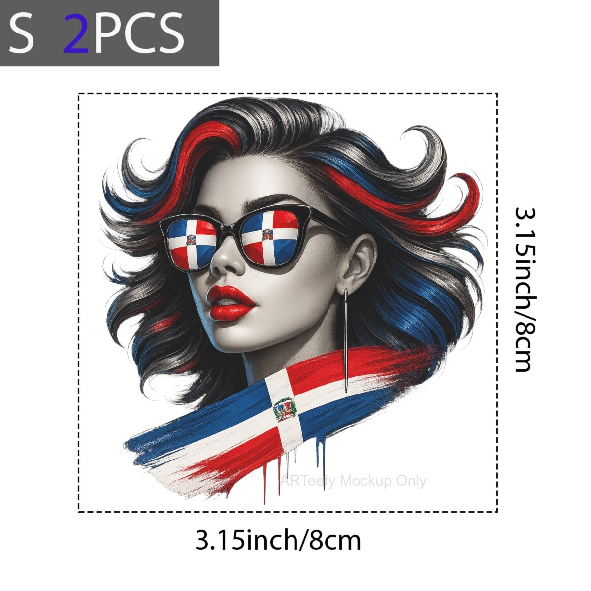 DTF Heat Transfer Iron On Sticker, Dominican Flag  Themed Stylish Graphic, For Cultural Pride Apparel And National Day Decor
